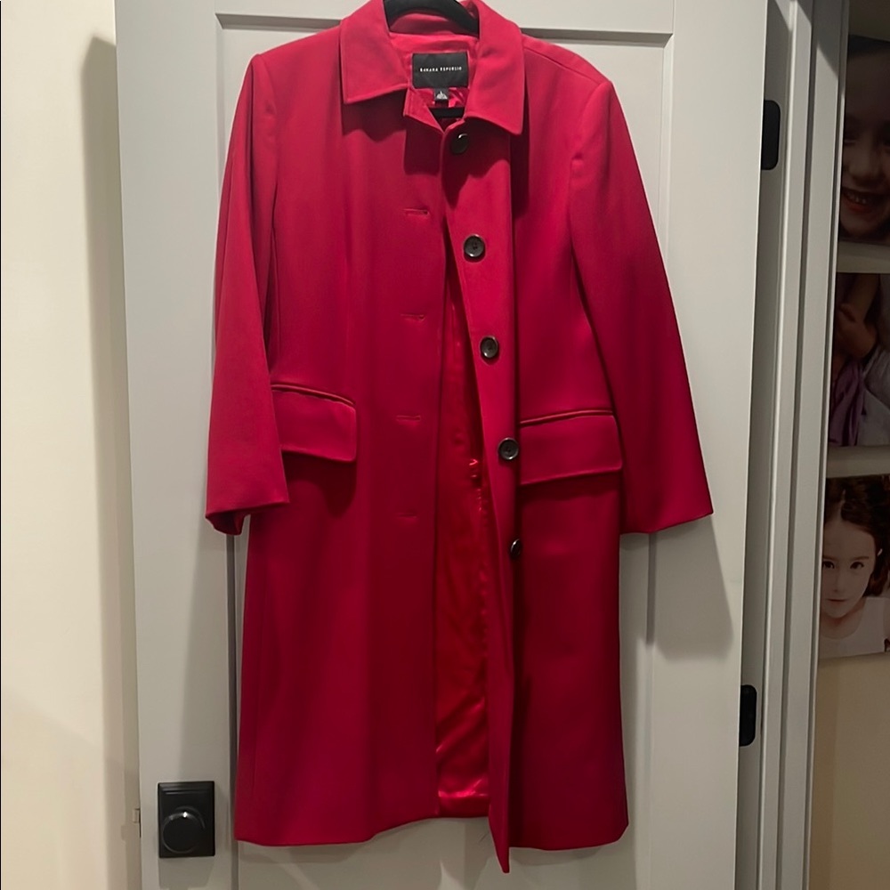 Banana Republic Red Trench Coat Vibrant Structured Design